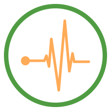 Green circle icon containing a spike graph