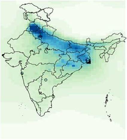 Map of air quality in India