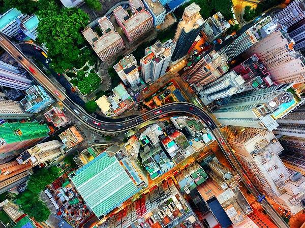 Aerial view of city