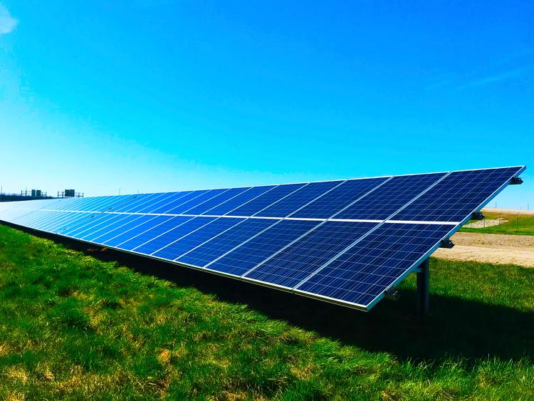 Solar panel in a field